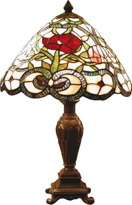 Produktbild von Clayre & Eef Tiffany Tischlampe Ø 32x47 cm Beige Grün Glas Rose