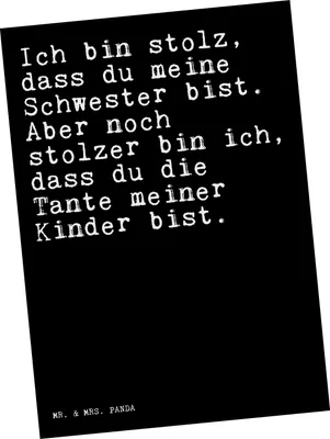 Produktbild von Mr. & Mrs. Panda Postkarte Ich bin stolz, dass... - Schwarz - Geschenk, Postkarten, Nichte Geburt, Sprüche, bildkarte, Tante, schöner Spruch, stolz, Ansichtskarte