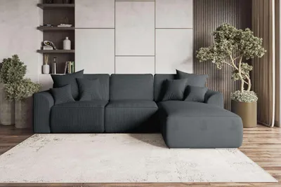 Produktbild von 99rooms Gusto Ecksofa Cordstoff POSO Graphit Rechts mit Schlaffunktion