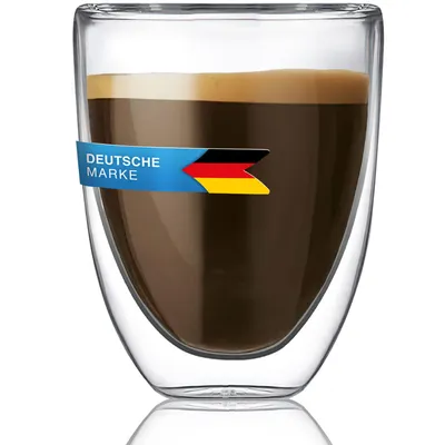 Immagine prodotto di 1 bicchiere per espresso a doppia parete da 80 ml – Bicchiere termico trasparente di alta qualità per espresso e degustazione – Bicchiere isolante con effetto fluttuante
