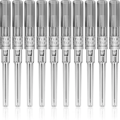 Imagen del producto de Agujas para piercings de calibre 16, paquete de 10 unidades, fabricadas en acero inoxidable 316L, para piercings nasales y del pezón