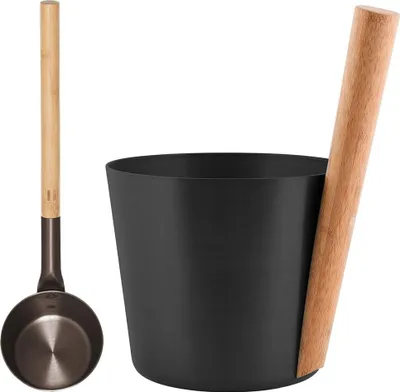 Produktbild von SET> Rento Saunaeimer + Saunakelle aluminium SCHWARZ