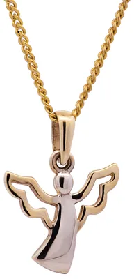 Produktbild von Anhänger Engel   333 Gold rhodiniert mit vergoldeter Silberkette 42 cm