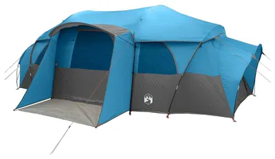 Image de Tente familiale vidaXL avec double toit, imperméable, bleue, 10 personnes