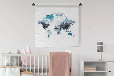 Produktbild von MuchoWow® Wandteppich Wandbehang Weltkarte - Sprichwörter - Abenteuer 90x90 cm Tapisserie Dekoration Wandtuch - Wandaufhänger