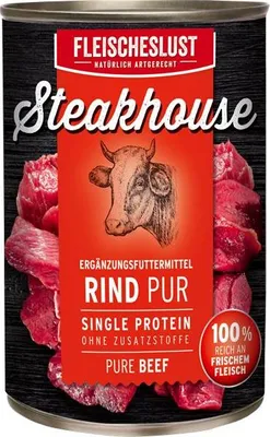 Produktbild von Fleischeslust Steakhouse 100 % Rind pur, Adult, Rind, 400 g