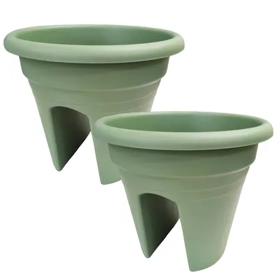 Produktbild von Balkongeländertopf Mediterran 2-fach - Ø 30 cm - Altgrün - 2 Stk