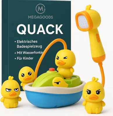 Produktbild von Elektrisches Enten-Badespielzeug mit Wasserfontäne für Kinder DE.