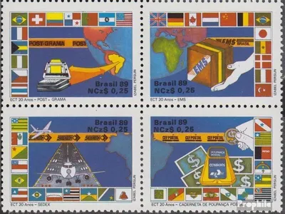 Produktbild von Briefmarken Brasilien 1989 Mi 2289-2292 Viererblock (kompl.Ausg.) postfrisch Postsonderdienste