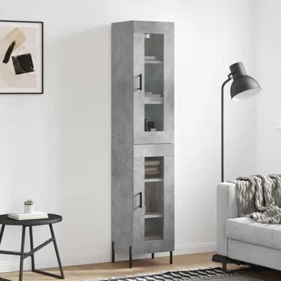 Produktbild von vidaXL Highboard Betongrau 34,5x34x180 cm Holzwerkstoff