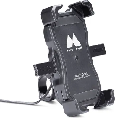 Zdjęcie produktu dla Uchwyt na smartfon na kierownicę motocykla MIDLAND MH-PRO z bezprzewodowym ładowaniem