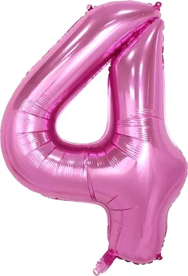 Image de Ballon en plastique Chiffre 4, env. 80 cm, rose, à gonfler