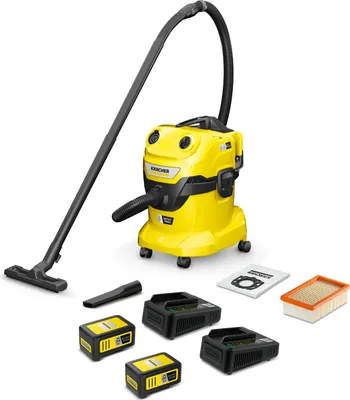 Zdjęcie produktu dla Akumulatorowy odkurzacz do pracy na sucho i mokro WD 4-18 Dual Battery Set firmy Kärcher