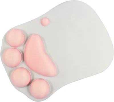 Obrázek produktu pro Podložka pod myš s gelovou opěrkou zápěstí, roztomilá podložka ve tvaru tlapky kočky, měkká silikonová podpora zápěstí (šedá)