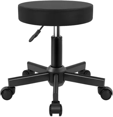 Productafbeelding van Rolkruk 32 cm, in hoogte verstelbaar 45.2-60 cm, 360 graden draaibaar, Polyurethanleer, voor spa, zwart