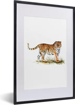 Produktbild von MuchoWow® MuchoWow® Gerahmtes Poster Tiger - Weiß - Bild 40x60 cm - Poster mit zchwarzem Bilderrahmen - Poster in Rahmen