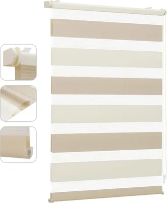 Produktbild von Sekey Doppelrollo 80x210cm Klemmfix ohne Bohren DuoRollo Verdunkelungsrollo blickdicht Sichtschutz Rollos für Fenster und Tür Hellbraun+Graubraun
