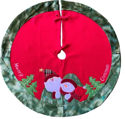 Produktbild von Heimtexland ® Weihnachtsbaumdecke Baumständer Schürze 90 cm Weihnachten Dekoration Christbaumdecke Typ618 Pärchen samtgrün