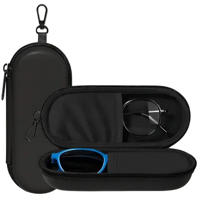 Obrázok produktu pre Techsuit – Púzdro na okuliare ETJ3, vyrobené z polyuretánovej kože, rozmer 16,5 × 6,5 × 4 cm – čierna farba