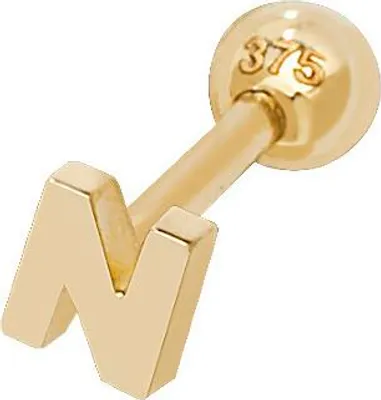 Produktbild von 9 Karat (375) Gold Buchstaben / Initiale Damen - Einzel Knorpel Ohrstecker; TRS36968LTN