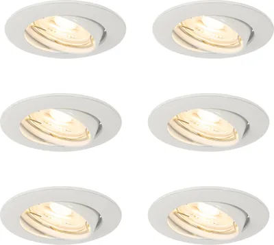 Zdjęcie produktu dla QAZQA – nowoczesny zestaw 6 wbudowanych reflektorów białych GU10 35 mm – salon I sypialnia – okrągłe stalowe – przystosowane do żarówek LED GU10