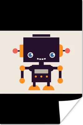 Produktbild von MuchoWow® Poster Roboter - Antenne - Orange - Beige - Kind - Kinder 120x90 cm - Wandbild