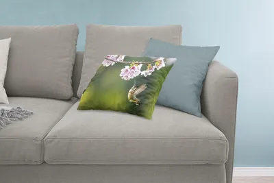 Produktbild von MuchoWow® Zierkissen Sofakissen Wohnzimmer Dekokissen 60x40 cm Vogel - Blüte - Kolibri - Kopfkissen - Polster mit Foto