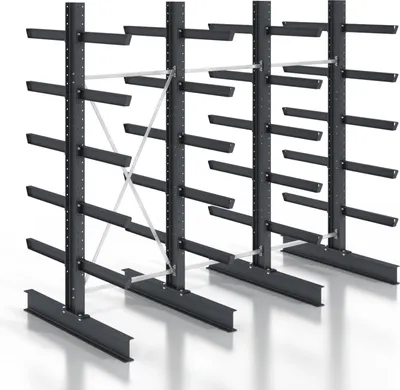 Produktbild von STIER Kragarmregal schraubbar doppelseitig 3 Felder mit 5 Ebenen 3840x3130x400mm