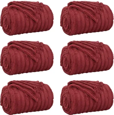 Obrázok produktu pre vidaXL Deky do obývačky, 6 ks, bordová, 150 x 130 cm, flís