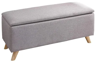 Sitzbank mit Stauraum, Hopsackstoff, hellgrau, 106x42x32 cm