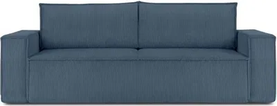 Produktbild von KONSIMO Schlafsofa in Pet Friendly Cord-Stoff mit Armlehnen und Bettzeugcontainer "NAPI", Dunkelblau, Cordstoff, Loft, 244x89x101 cm