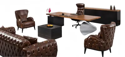 Zdjęcie produktu dla Set Arbeitszimmer Sessel Sofa Couchtisch Schreibtisch Armstuhl Relaxsessel 6tlg