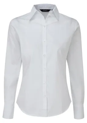 Produktbild von Premier - Bluse für Damen, Popelin, Langärmlig LT4548 (3XL) (Weiß)