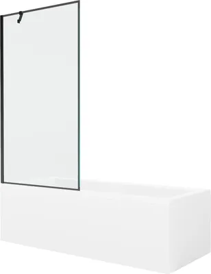 Produktbild von Mexen Cubik rechteckige Badewanne 150 x 70 cm mit Verkleidung und 1-flügliger Duschabtrennung 90 cm, Schwarzes Design - 55031507