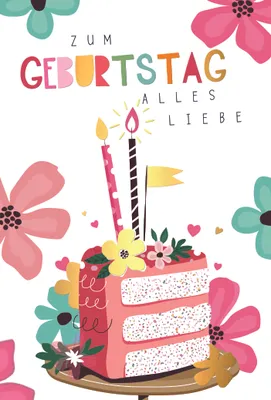 Produktbild von Geburtstag Alles Liebe Torte Glückwunschkarte mit Umschlag
