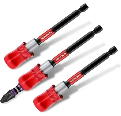 Productafbeelding van Bithouder magnetische set, 3 stuks, 100mm, snelwissel, Cr-V staal, 1/4" zeskantstift, met 1x 25mm PZ2 bit