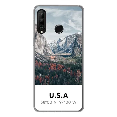 Produktbild von MuchoWow® Handyhülle Schutzhülle Hülle für Huawei P30 Lite Yosemite - Amerika - Wyoming - Wald - Berge Silikon Softcase Handy Hülle - Handyhülle