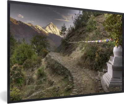 Produktbild von MuchoWow® Gerahmtes Poster Sonnenaufgang am Mount Everest in Nepal 90x60 cm - Poster mit Schwarzem Bilderrahmen Wandposter Rahmen Foto Bilder - Fotorahmen - Foto-Plakat