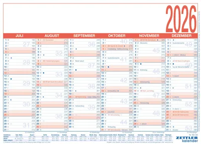 Produktbild von Zettler Arbeitstagekalender kaschiert A4 2026 - Bürokalender