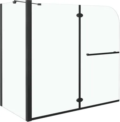 Produktbild von Badewannenaufsatz 2-fach Faltbar ESG 120x68x130 cm Schwarz
