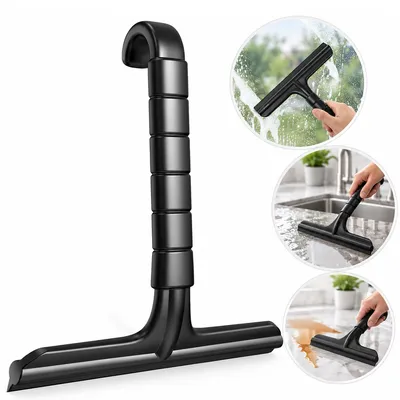 Produktbild von Silikon Duschabzieher 10 Zoll, leiser Glaswischer mit Haken, rutschfester Griff, für Duschkabine, Bad, Fenster, Fliesen und Autoglas