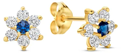 Produktbild von New Bling Oorknopjes – 9NBG-1081 – 14K Goud – Blauwe Steen met Zirkonia – 7 mm