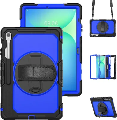 Image de Housse hybride Wheel pour Samsung Galaxy Tab S10 FE Plus avec support & sangle Bleu