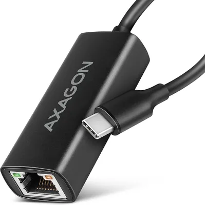 Produktbild von Axagon ADE-ARC USB‑C 3.2 Gen 1 – Gigabit‑Ethernet‑Adapter, Realtek 8153, Kabelgebunden, USB Typ-C, Ethernet, 1000 Mbit/s, Schwarz