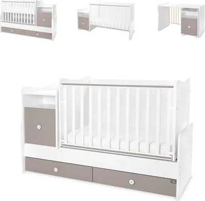 Produktbild von Lorelli Babybett Trend Plus 70x160cm Schreibtisch Kinderbett Schubladen Kommode hellgrau