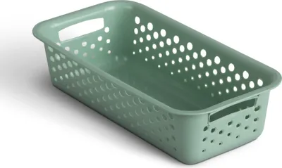 Produktbild von Aufbewahrungskorb 0,7L mit Griffen - BPA-Frei - Organizer ( 20 x 10 x 5 cm / Grün ) - Körbchen für Bad Küche Schlafzimmer, Haushaltskorb