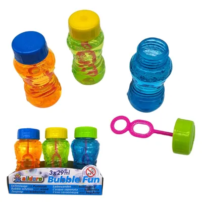 Produktbild von alldoro 60641 - Seifenblasen-Set, 3 Dosen mit je 29 ml und Pustestäbchen, als Mitgebsel, für den Kindergeburtstag