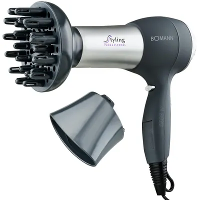 Produktbild von Bomann Haartrockner mit Diffusor & Formdüse | Hair Dryer mit "Cool Shot" für glänzendes Haar | Haarfön mit 3 Leistungsstufen und 2 Gebläsestufen | 2000 Watt | HTD 889 CB