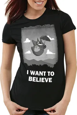 Produktbild von style3 Want to believe Totoro Damen T-Shirt anime mein nachbar tonari no, Größe:L