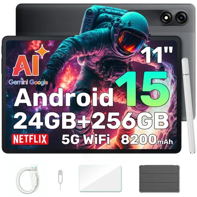 Blackview Tab9WiFi Android 15 Tablet FHD+ 11 Zoll großes display, 24GB+256GB(2TB) Octa-Core T606 Widevine L1 Gaming Tablet 13MP+5MP,8200mAh,AI-Kamera